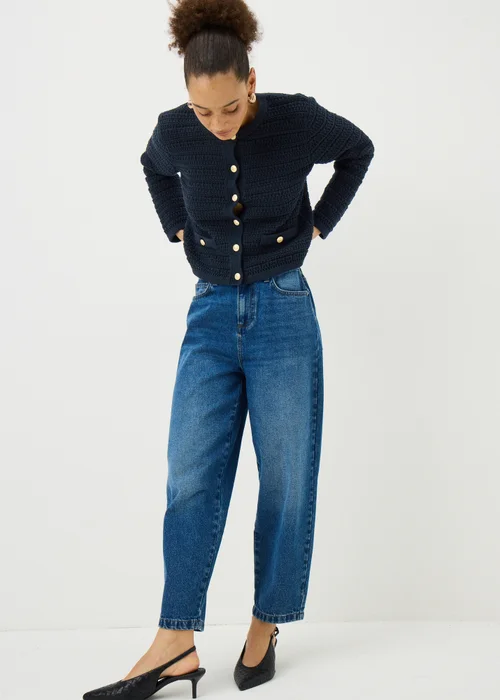 Navy Pointelle Stitch Cardigan - 8 Image 2