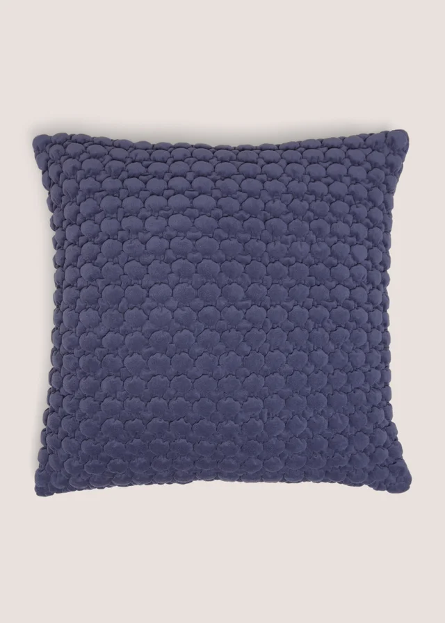 Indigo Bobble Velvet Cushion
