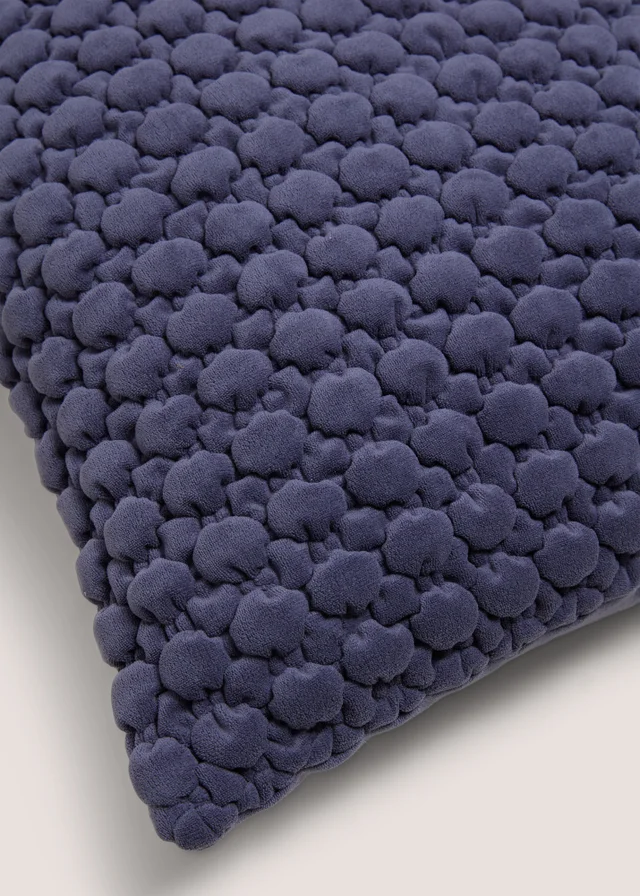 Indigo Bobble Velvet Cushion