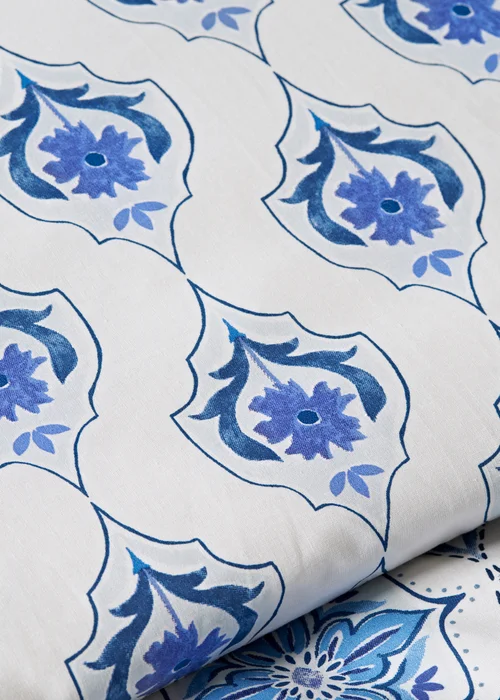 Blue Folk Tile Duvet Set - Single Image 2