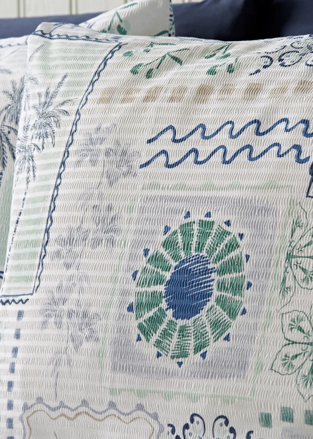 Blue Palm Tile Duvet Set