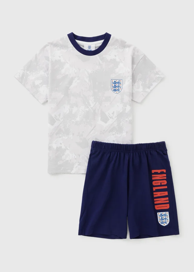 England FC Boys White Short Pyjama Set (4-13yrs)