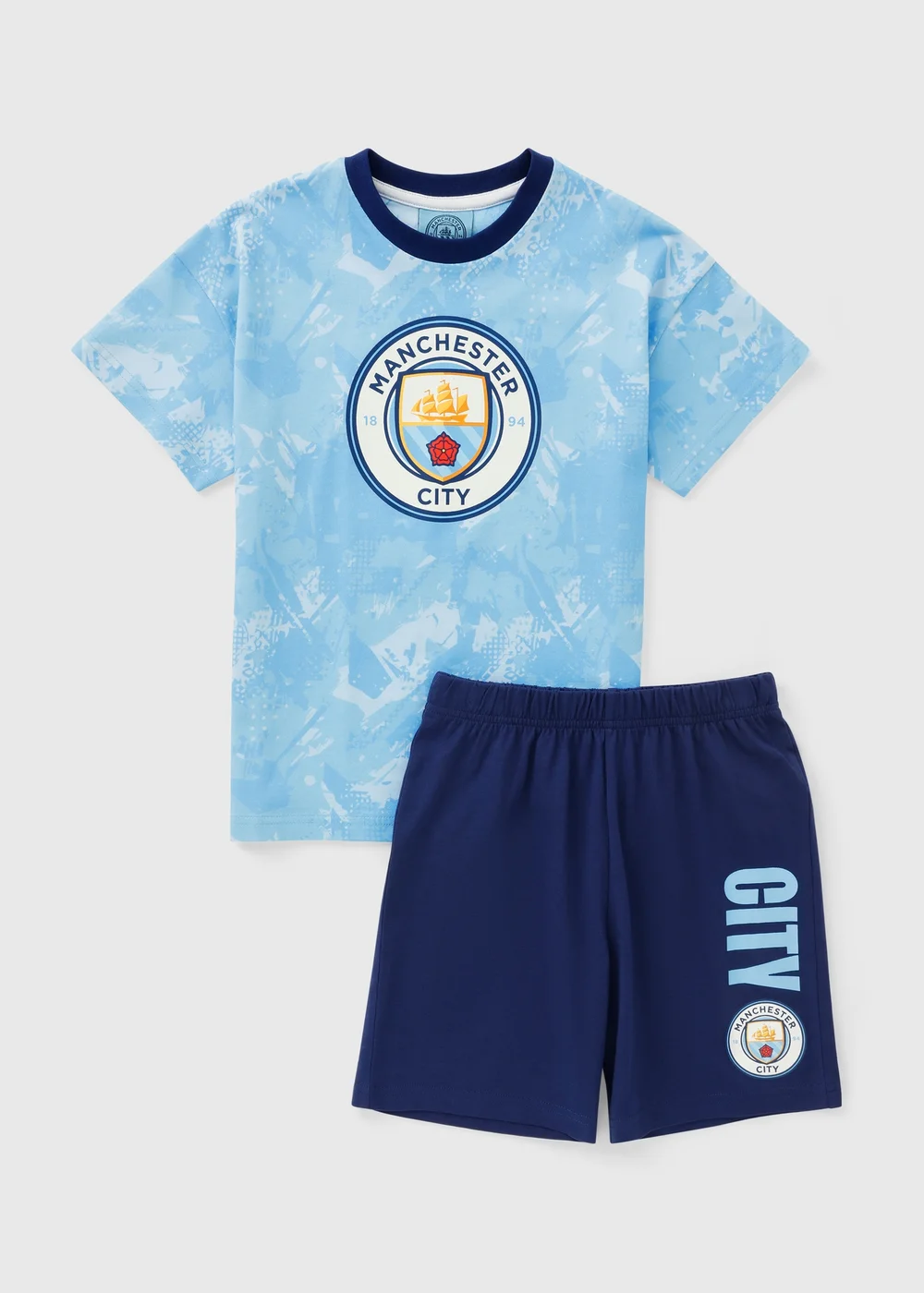 Manchester City Boys Blue Short Pyjama Set (4-13yrs) - 4 Yrs Image 1