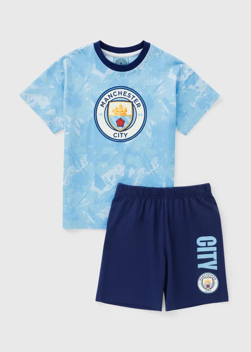 Manchester City Boys Blue Short Pyjama Set (4-13yrs) - 4 Yrs Image 1