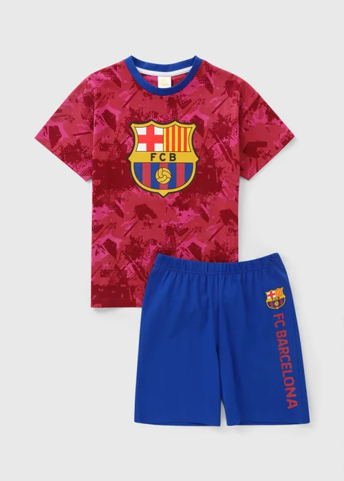 FC Barcelona Boys Burgundy Short Pyjama Set (4-13yrs) - 4 Yrs Image 1