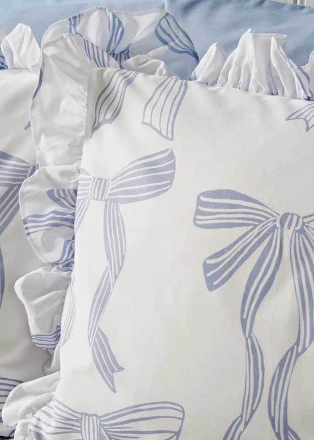 Blue Bow Frill Duvet Set