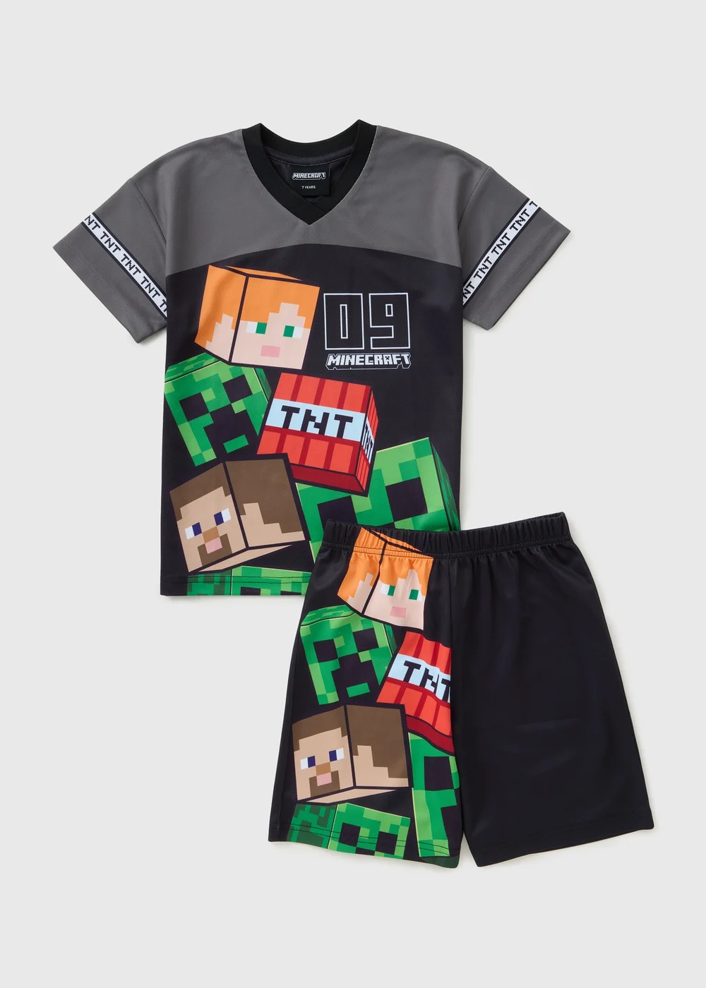 Minecraft Boys Grey Airtex Top & Short Set (5-13yrs) - 5 Yrs Image 1