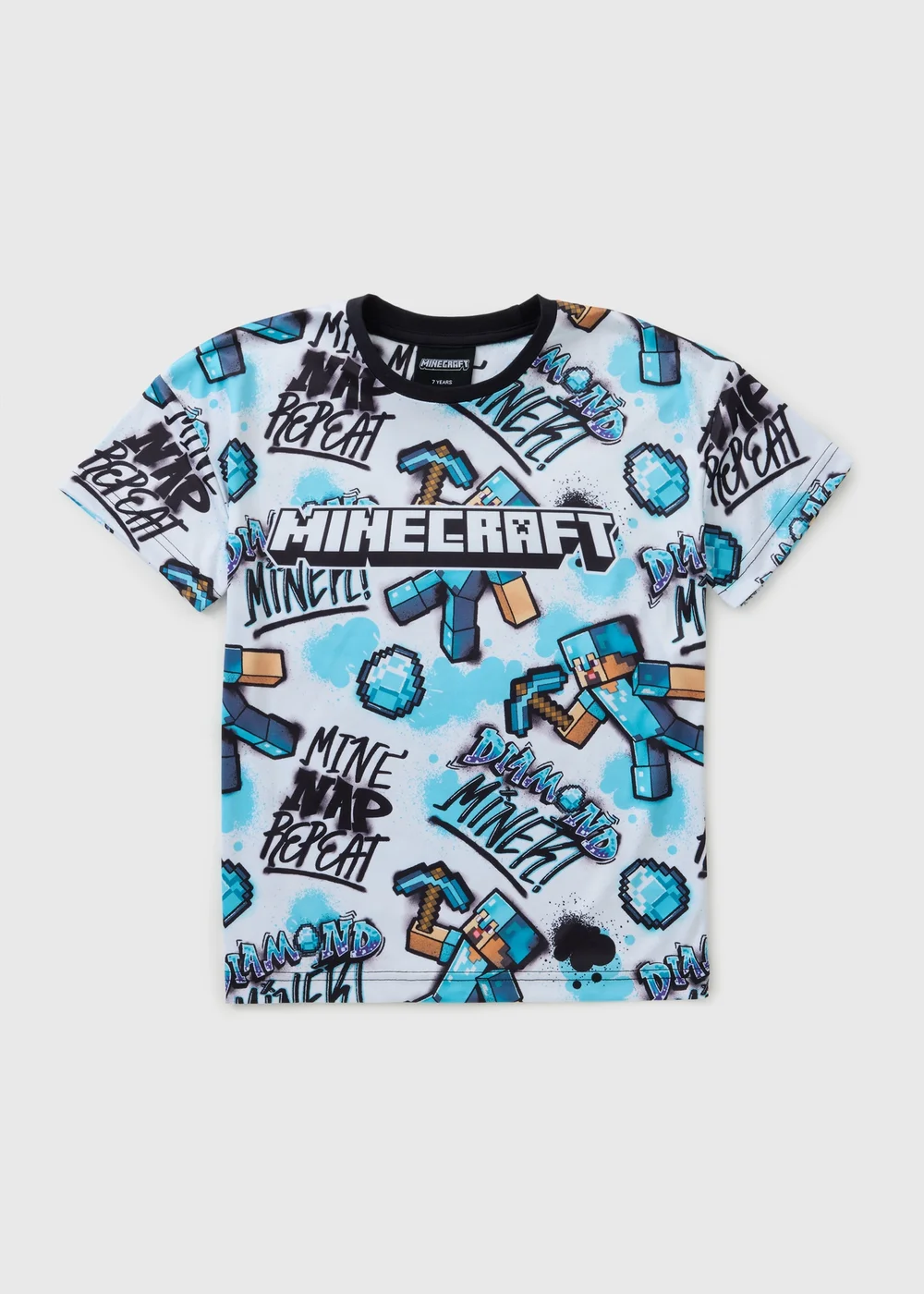 Minecraft Boys Blue Graffiti T-Shirt (5-13yrs) - Age 5 Years Image 1