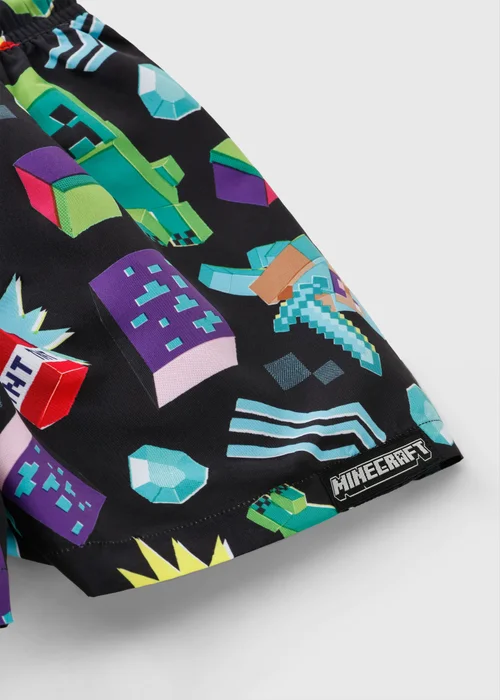 Minecraft Boys Black Printed Swim Shorts (4-13yrs) - 4 Yrs Image 2