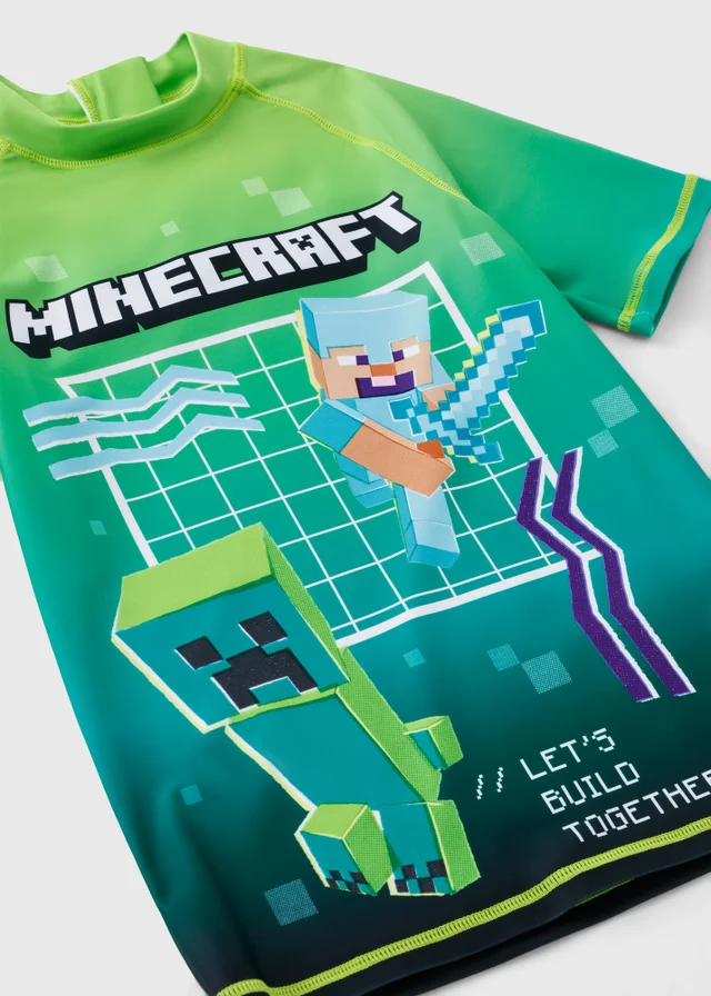 Minecraft Boy Green Ombre Rash Vest (4-13yrs)