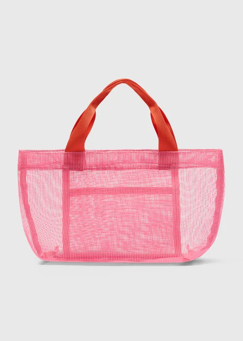 Pink Mini Mesh Beach Bag - One Size Image 1