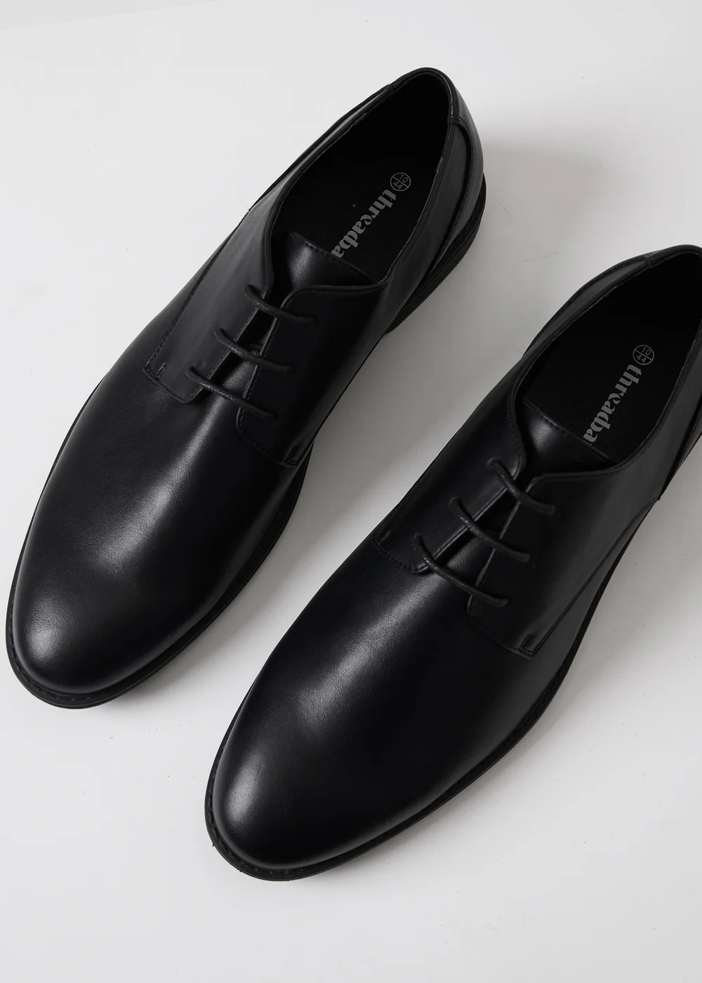 Threadbare Black Lace Up Derby Shoes - 7 Image 2