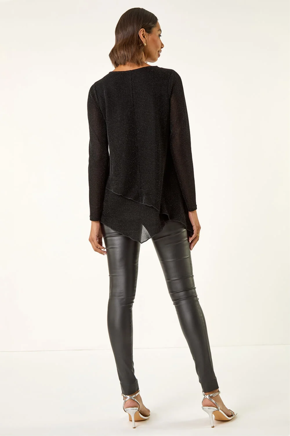 Roman Black Shimmer Asymmetric Layered Top - 12 Image 3