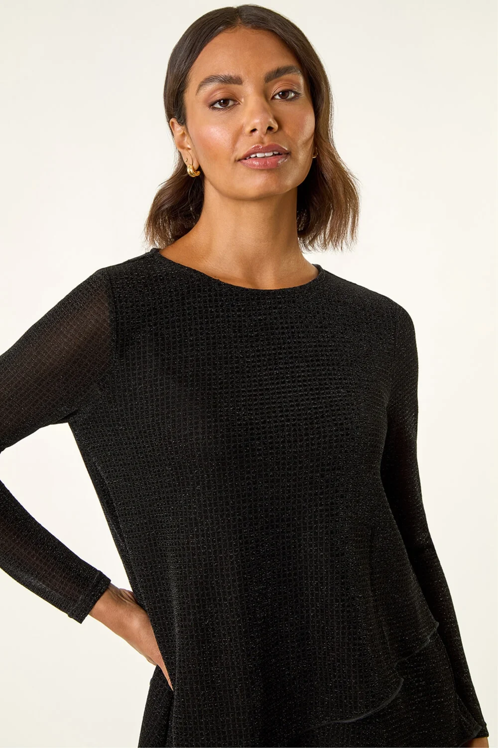 Roman Black Shimmer Asymmetric Layered Top - 12 Image 4