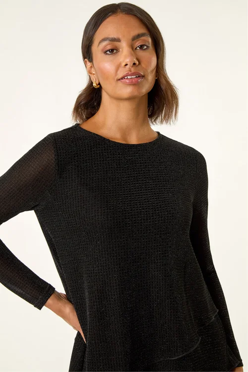 Roman Black Shimmer Asymmetric Layered Top - 12 Image 4