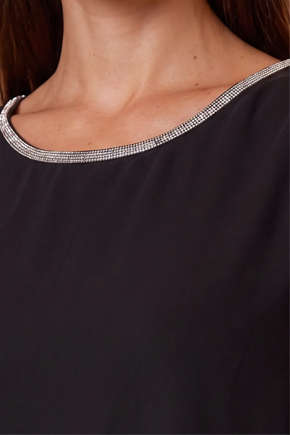 Roman Black Diamante Asymmetric Chiffon Top - 16 Image 4