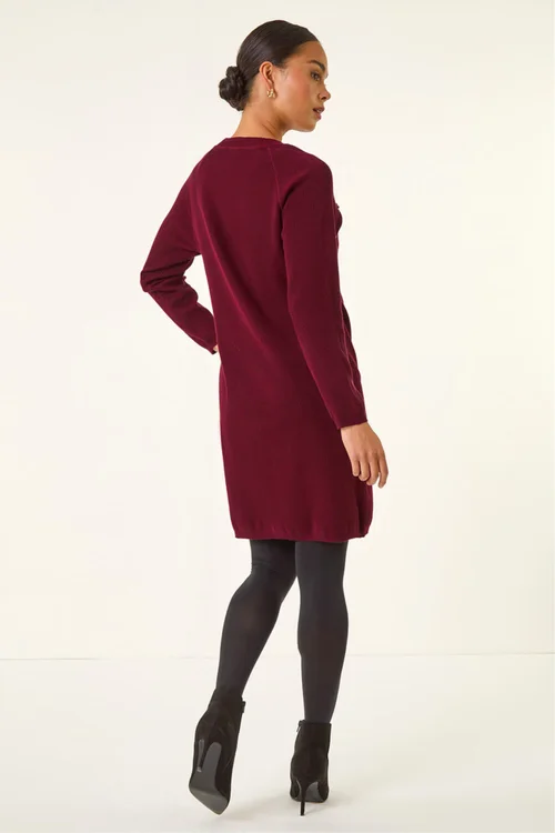 Roman Wine Petite Button Detail Knit Dress - 18 Image 3