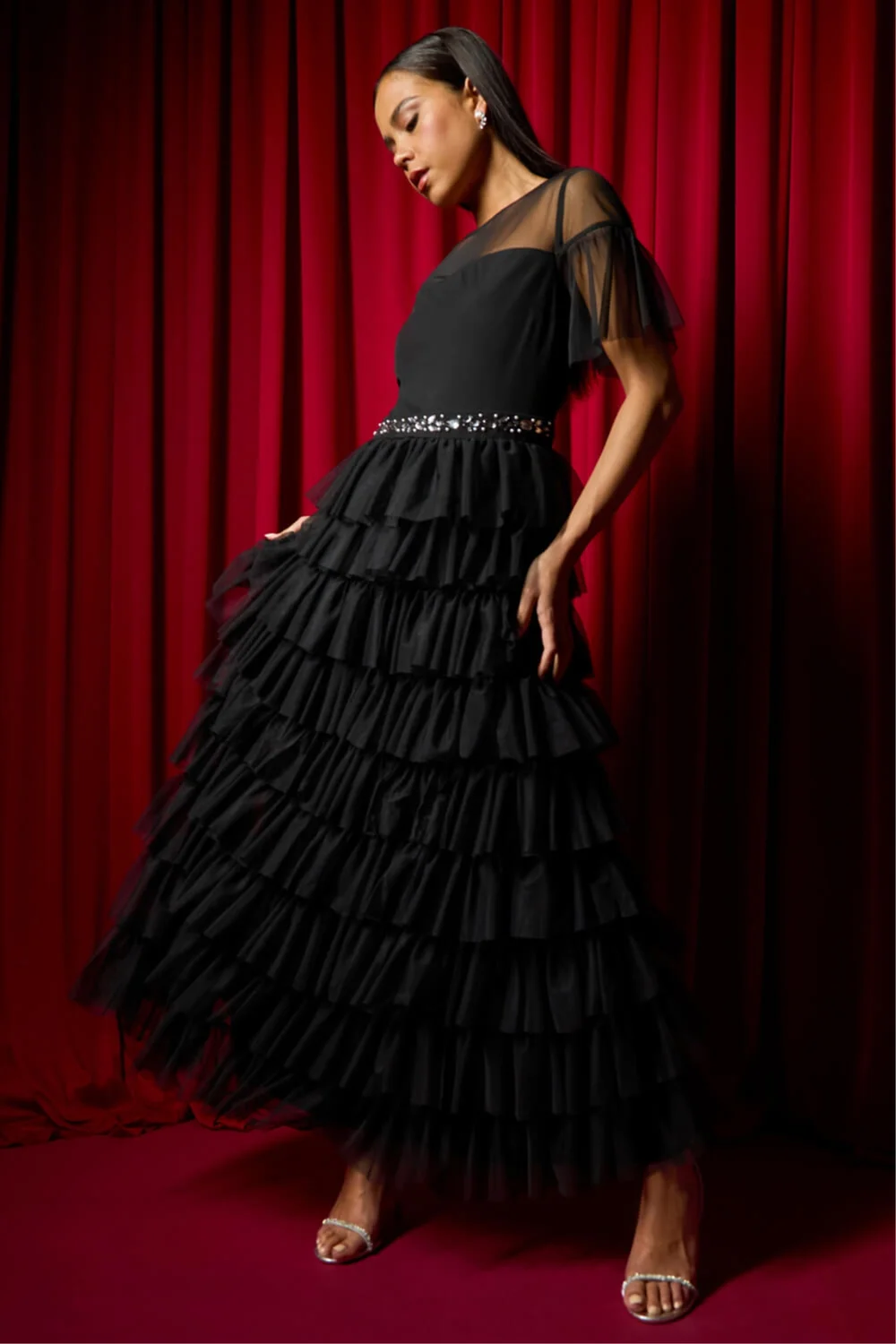 roman black evening dresses Buy Roman Black High Neck Pleated Midi Dress from Next USA