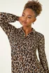 Roman Tan Animal Print Shirred Midi Dress - 24 Image 4