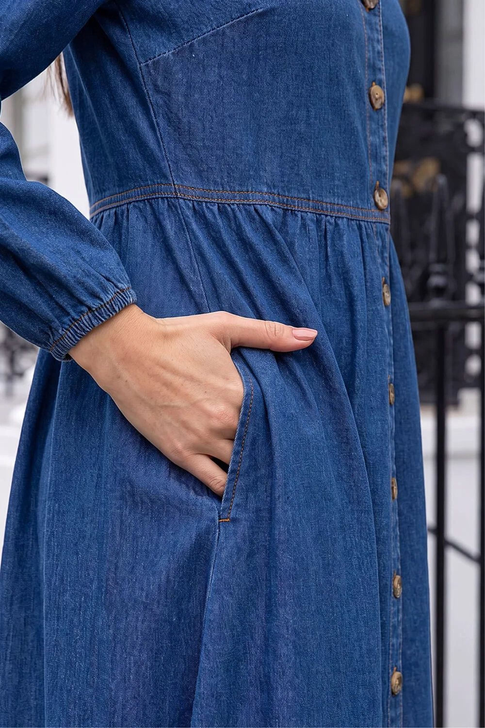 Roman Blue Denim Button Through Midi Dress - 10 Image 4