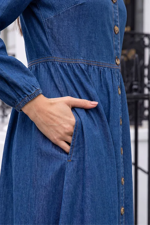 Roman Blue Denim Button Through Midi Dress - 10 Image 4