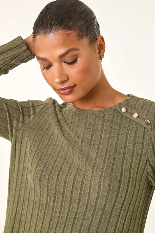 Roman Khaki Textured Ribbed Swing Dress - 20 Image 4