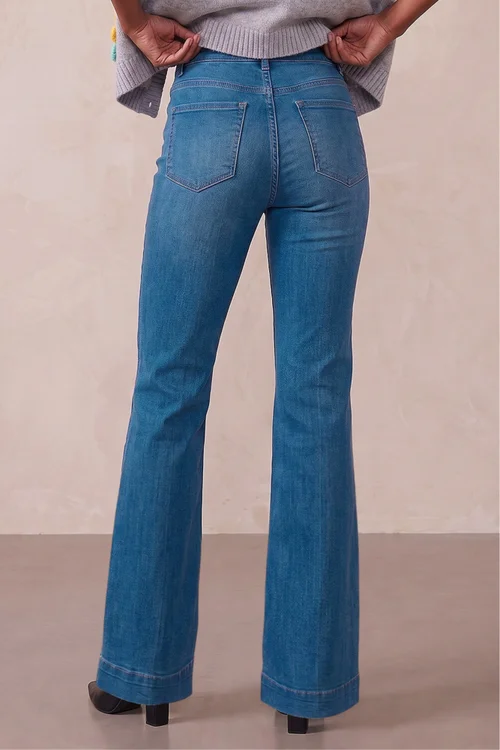Roman Denim Pocket Stretch Flare Jeans - 20 Image 3