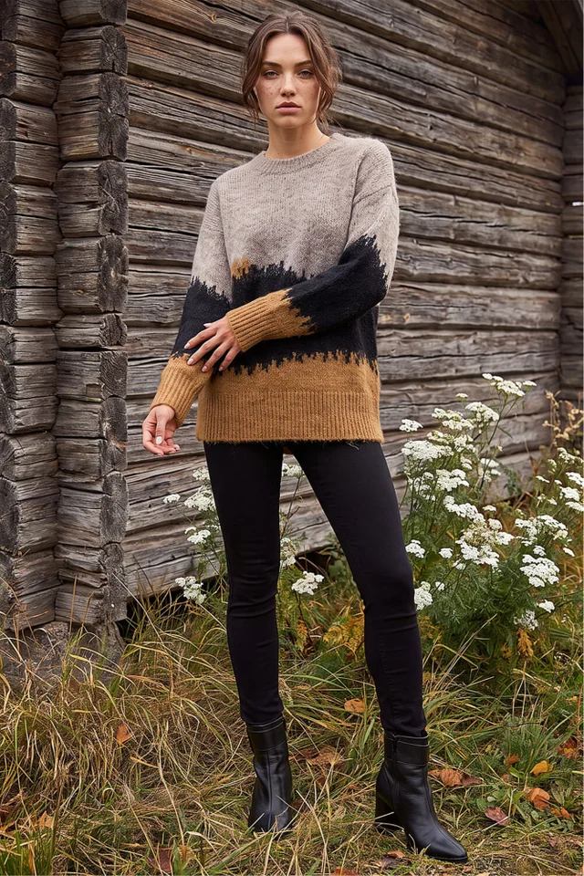 Roman Stone Petite Abstract Knit Jumper