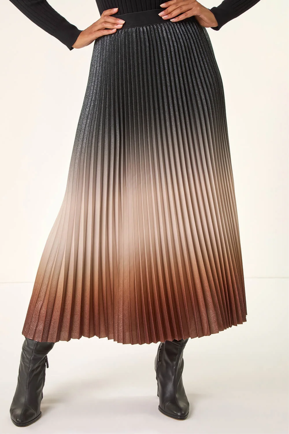 Roman Mocha Ombre Pleated Stretch Skirt - Size 10 Image 1