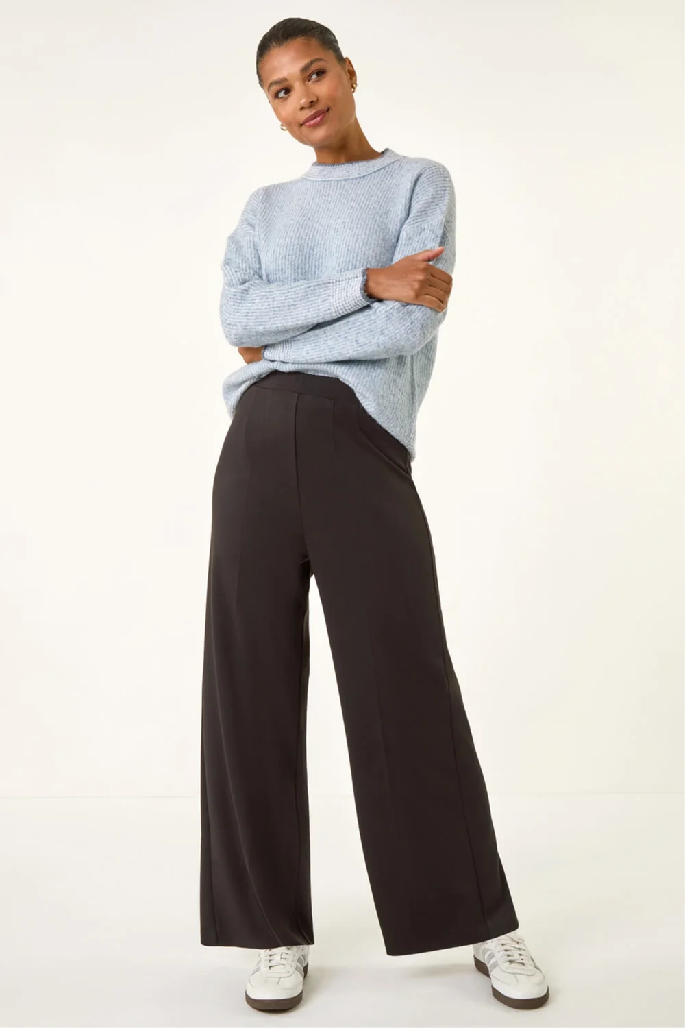 Roman Black Wide Leg Ponte Stretch Trouser - 16 Image 3