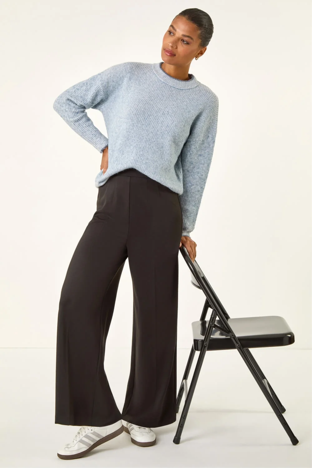 Roman Black Wide Leg Ponte Stretch Trouser - 16 Image 2