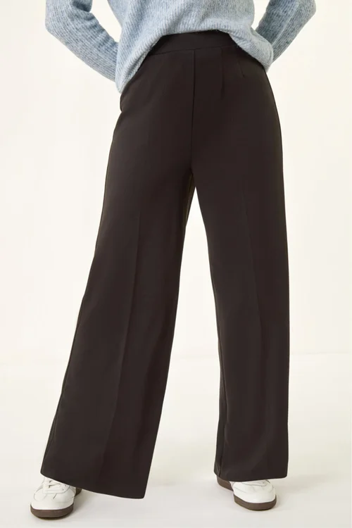 Roman Black Wide Leg Ponte Stretch Trouser - 16 Image 1