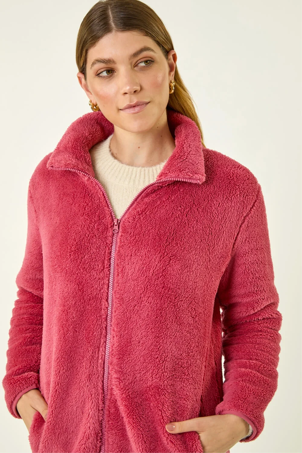 Roman Rose Soft Sherpa Fleece Jacket - S Image 3