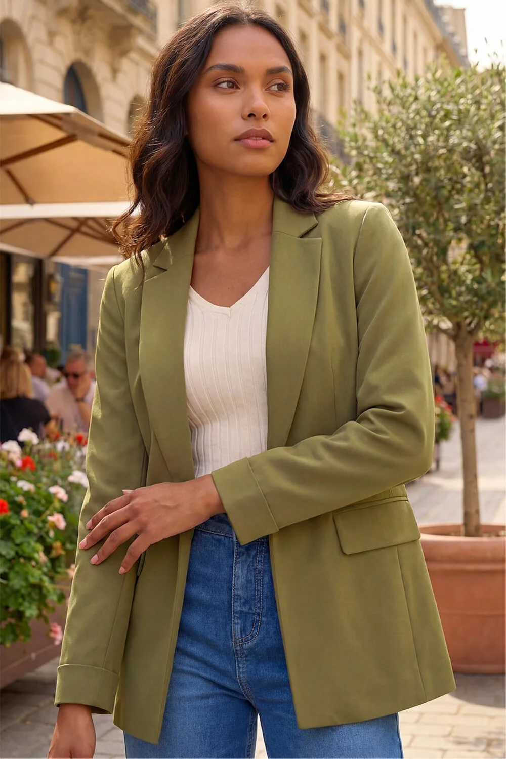 Roman Olive Tailored Collar & Revere Blazer - 20 Image 1