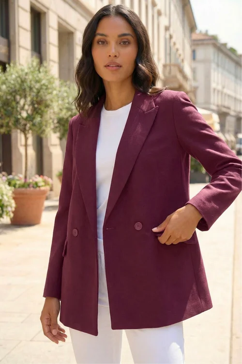 Roman Burgundy Premium Stretch Ponte Blazer - 12 Image 2