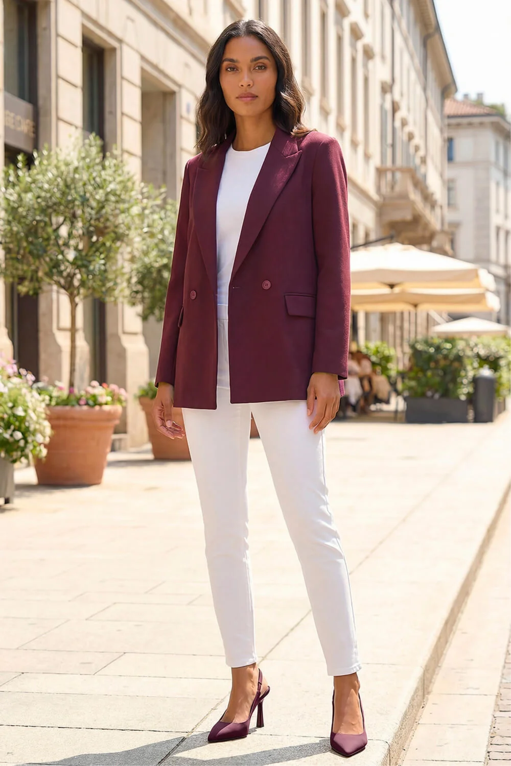 Roman Burgundy Premium Stretch Ponte Blazer - 12 Image 1
