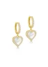 Golden Moments Sterling Silver Yellow Gold Plated Mother of Pearl & CZ Heart Hoop Drop Earring - One Size Image 1