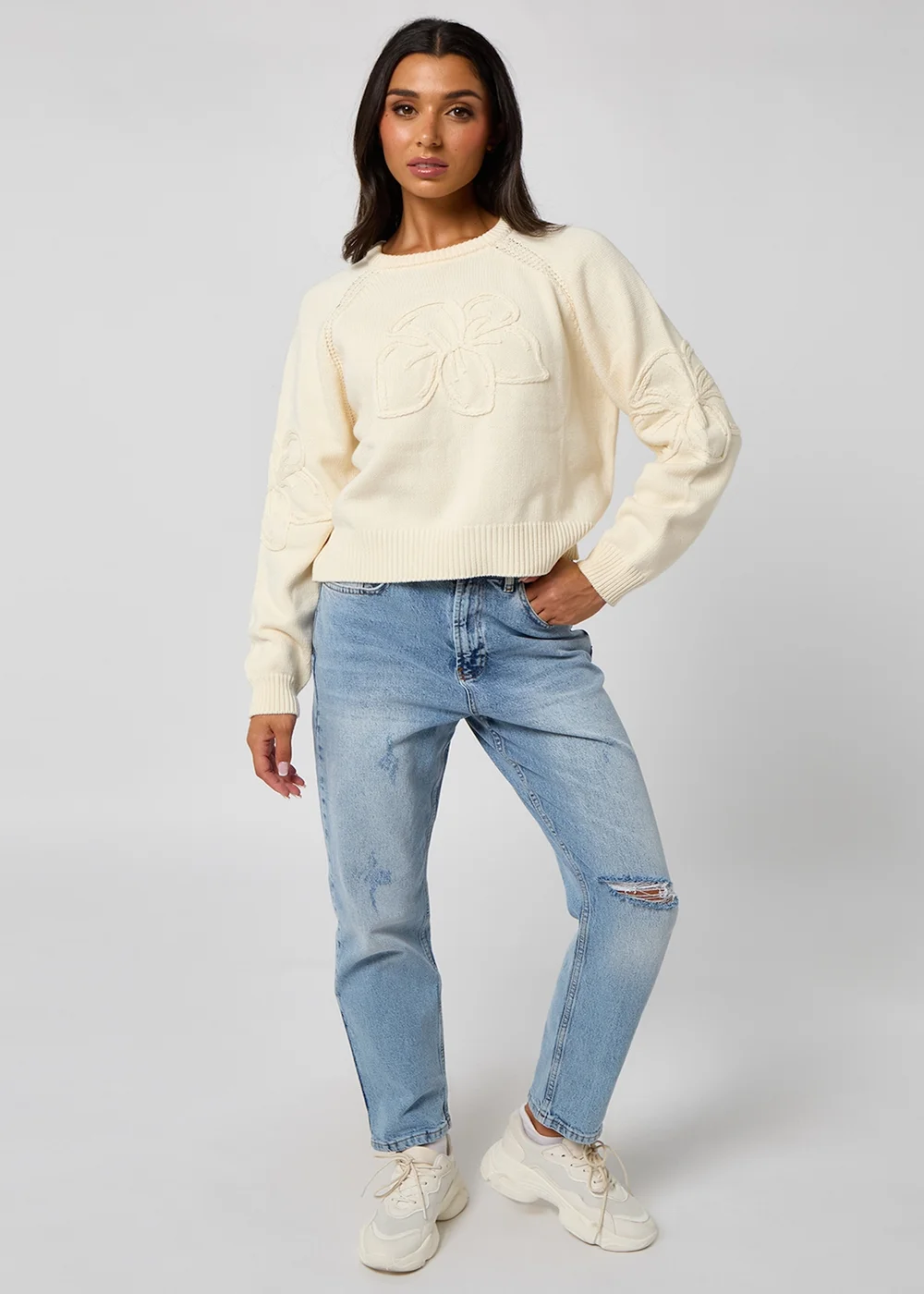 Urban Bliss Crochet Embroidery Raglan Jumper - 10 Image 3