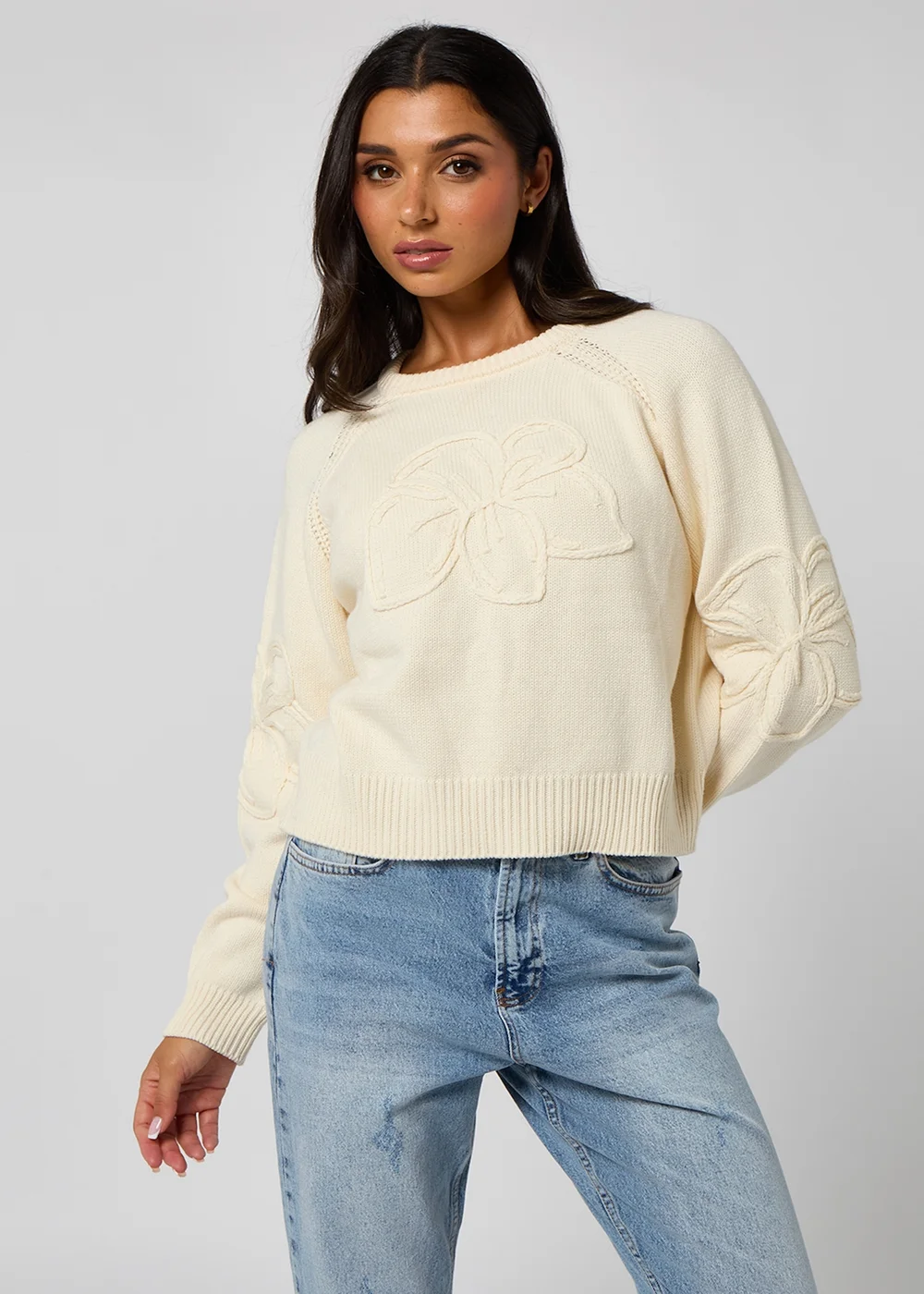 Urban Bliss Crochet Embroidery Raglan Jumper - 10 Image 2