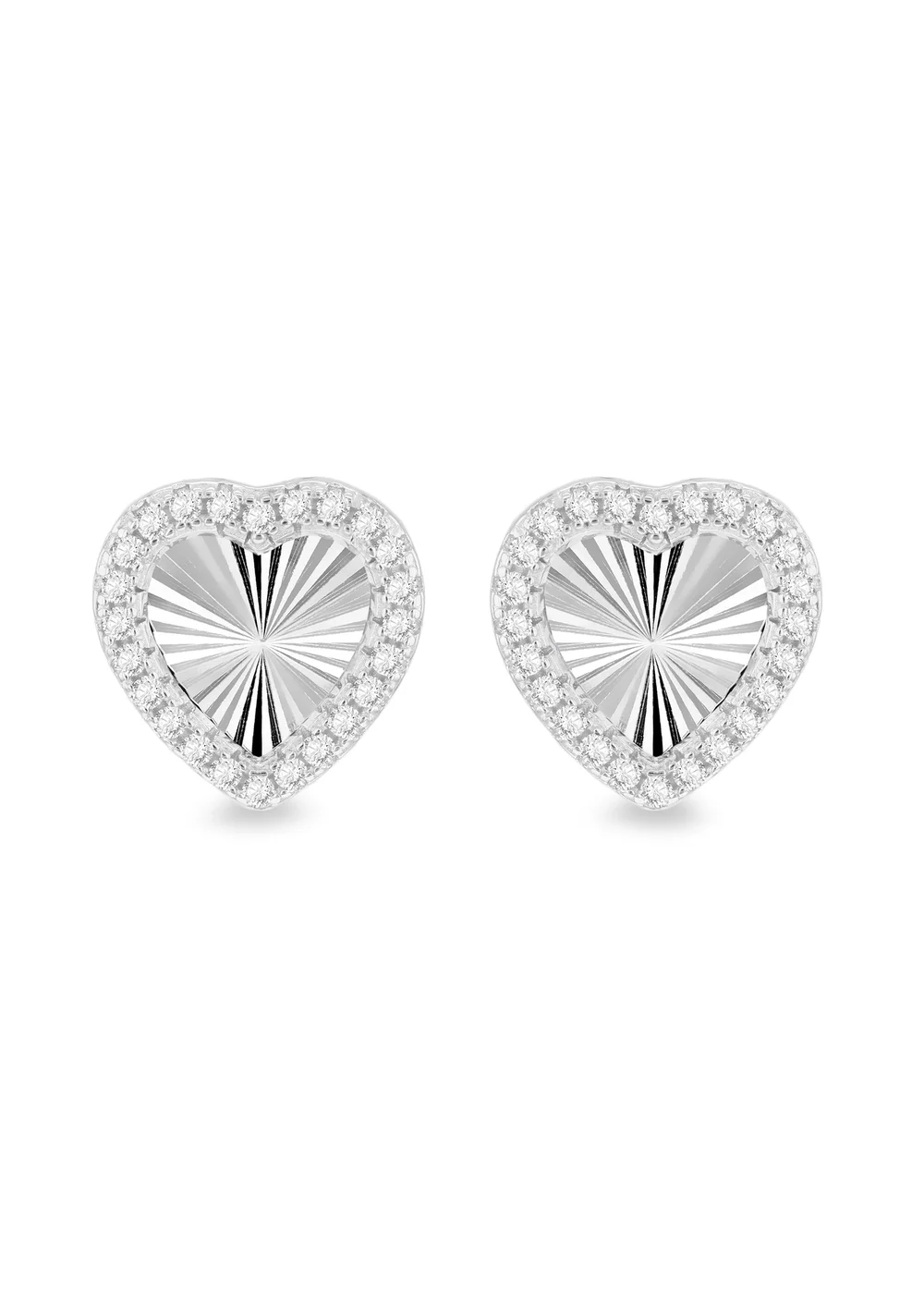 Golden Moments Sterling Silver Rhodium Plated Rainbow Heart and CZ Stud Earrings - One Size Image 1