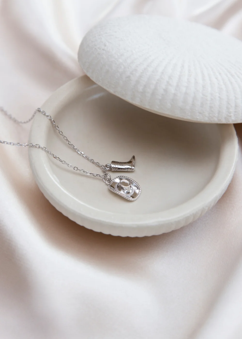 Golden Moments Sterling Silver Rhodium Plated Cowboy Boot and Hat Adjustable Necklace - One Size Image 2