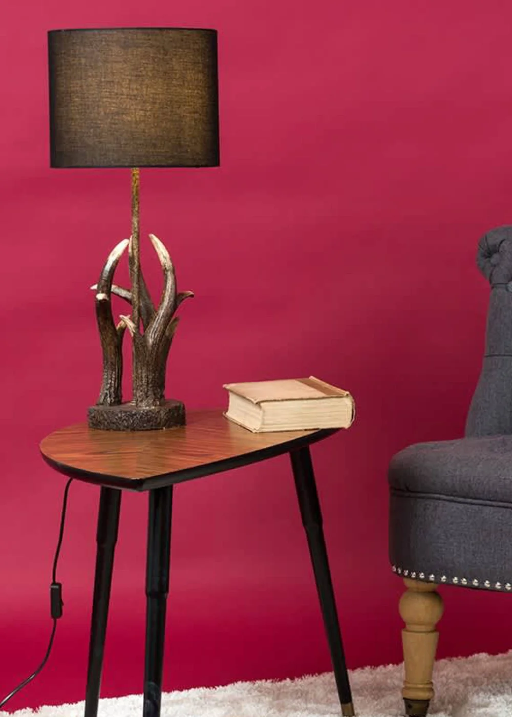 ValueLights Caribou Antler Natural Table Lamp with Black Shade - One Size Image 5