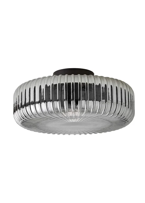 ValueLights Calpe Large Black Ceiling Light Ribbed Smoked Shade - One Size Image 5