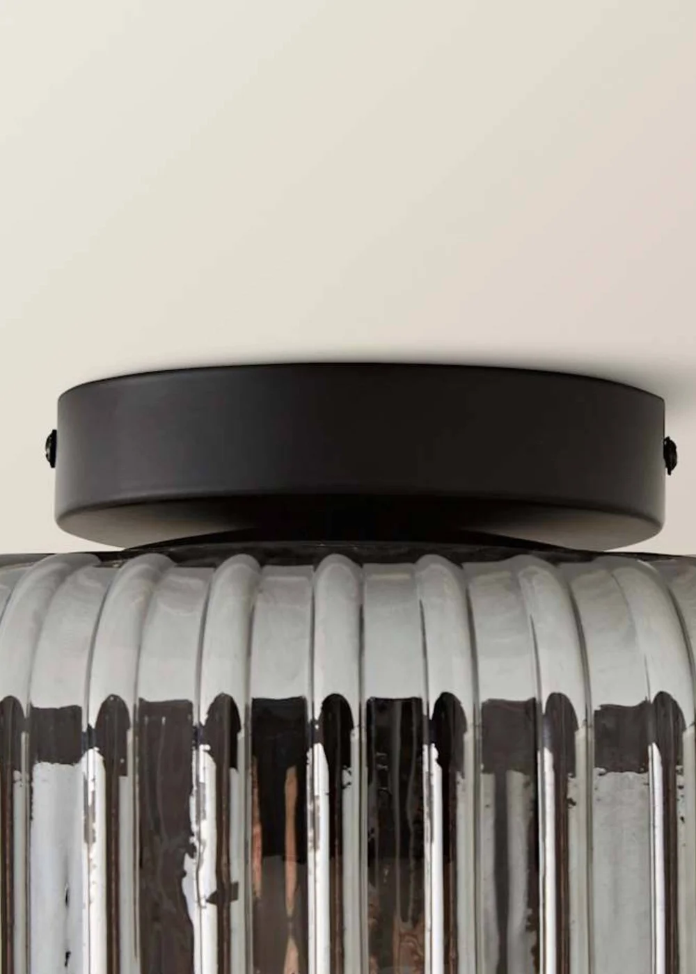 ValueLights Calpe Large Black Ceiling Light Ribbed Smoked Shade - One Size Image 6