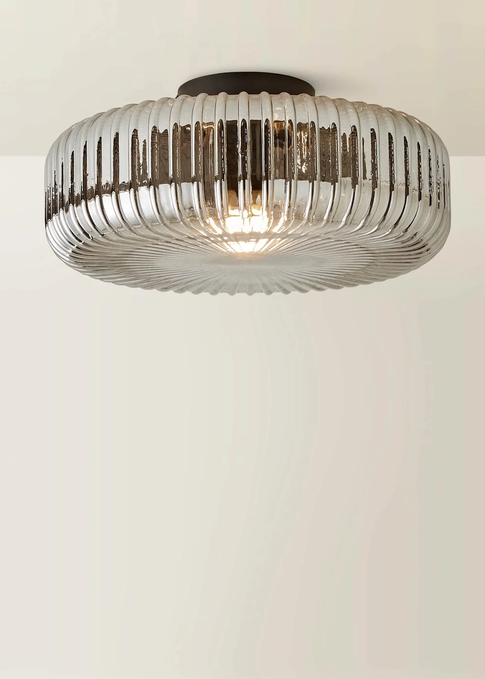 ValueLights Calpe Large Black Ceiling Light Ribbed Smoked Shade - One Size Image 3