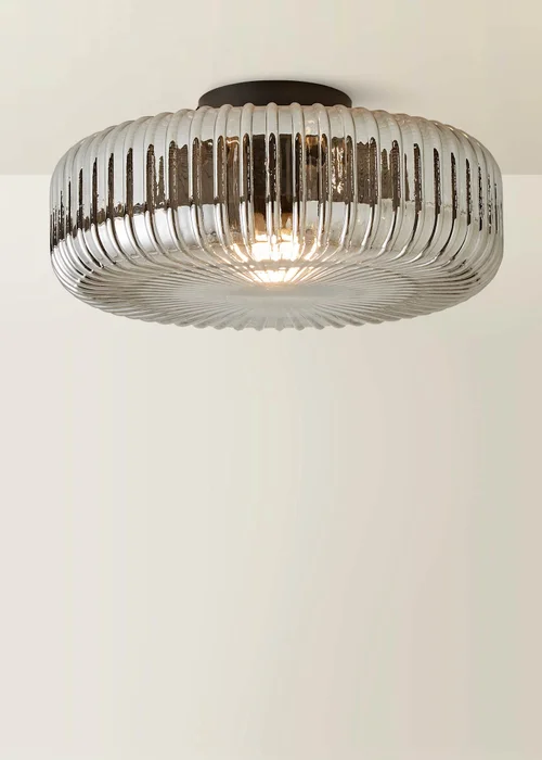 ValueLights Calpe Large Black Ceiling Light Ribbed Smoked Shade - One Size Image 3