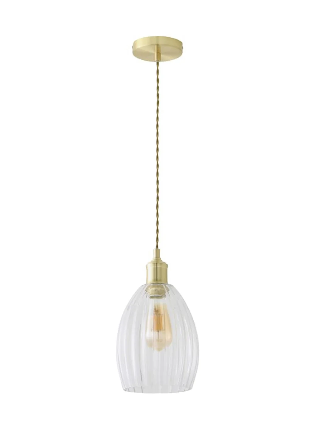 ValueLights Cheltenham Gold Ceiling Pendant Light Ribbed Shade - One Size Image 4