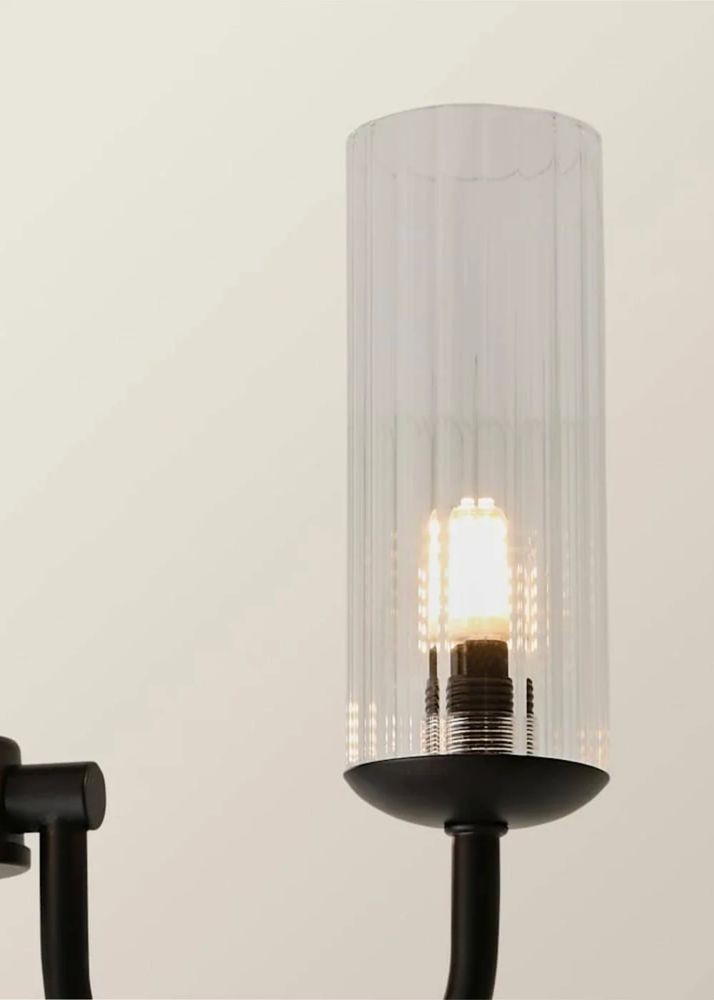 ValueLights Canya 3 Way Black Ceiling Light Clear Ribbed Shades - One Size Image 5
