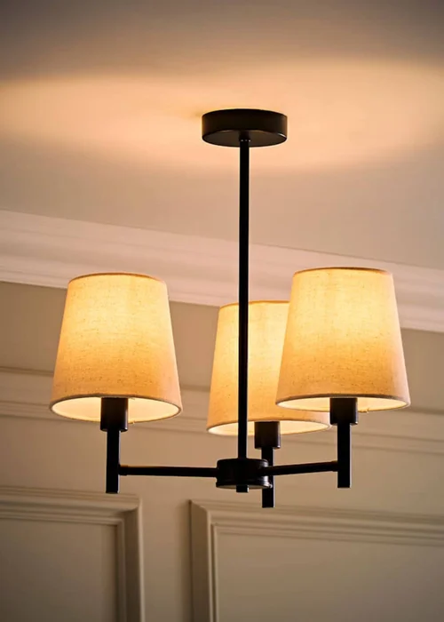 ValueLights Kincaid 3 Arm Black Chandelier Ceiling Light - One Size Image 2