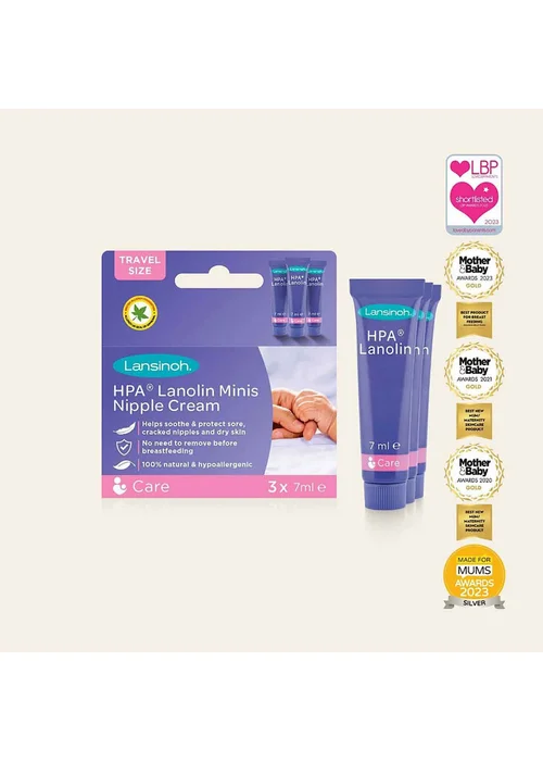 Lansinoh Purple Lanolin Mini's Nipple Cream 3x 75ml - One Size Image 1